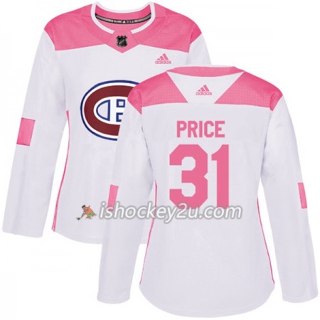 Dame NHL Montreal Canadiens Trøje Carey Price 31 Adidas 2017-2018 Hvid Lyserød Fashion Authentic